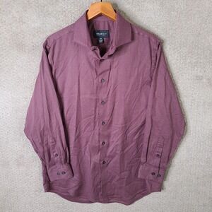 Awearness Kenneth Cole Shirt Mens 16.5 32/33 Burgundy Geometric Button Up Cotton